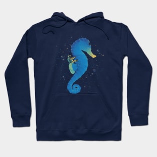 Riding a Sea Horse Astronaut by Tobe Fonseca Hoodie